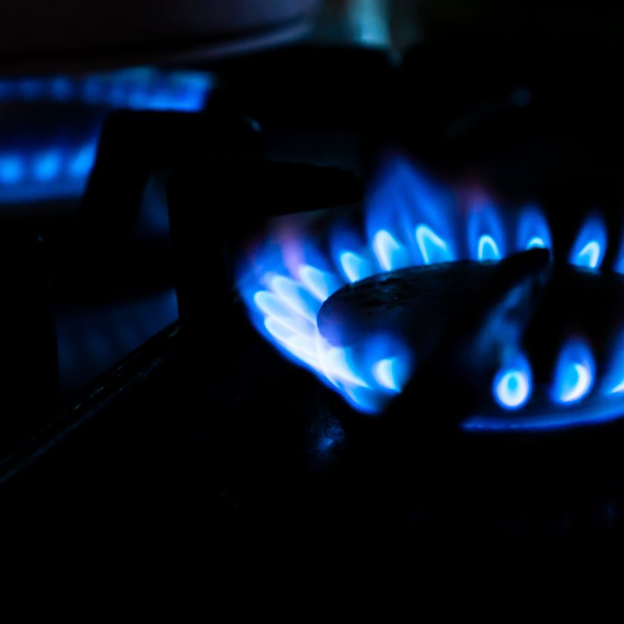 gas burner, blue flames